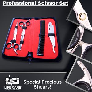 Ensemble de ciseaux de coiffure professionnels avec étui de rangement, ciseaux de coiffure et de dégradage couleur argent, rasoir et peigne. - Product Image 6