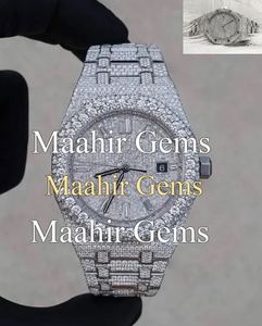 Montre mécanique de luxe pour homme de haute qualité avec acier inoxydable et design entièrement serti de moissanite VVS - Product Image 4