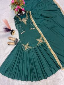HENIXA CREATION Designer <b>Top</b> Lehenga Dupatta Natural Crep Silk Fully Sequined Work Beautiful Embroidery Work Party Wear Dress - Product Image 2