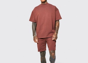 Conjunto de Camiseta y Pantalones Cortos para Hombre, 100% Algodón, Corte Holgado, Estilo Deportivo, Hombros Caídos, Precio Económico, Buena Calidad, Personalizable - Product Image 3