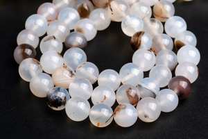 ลูกปัดหินอาเกตดอกไม้ธรรมชาติทรงกลมเกรดคุณภาพสำหรับทำเครื่องประดับ สร้อยข้อมือ สร้อยคอ งานฝีมือ DIY - Product Image 4