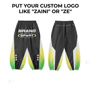 Pantalon coupe-vent réversible en coton 100% premium 110 GSM avec cordon de serrage, style streetwear, automne, noir, blanc, jaune, vert - Product Image 1