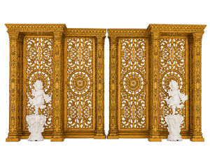 Decoración de Escenario para Bodas Modernas del Sur de la India, Diseño Lujoso en Dorado, Ligero, de Fibra de Vidrio, Fabricante y Exportador de Decoración para Bodas de Tendencia - Product Image 3