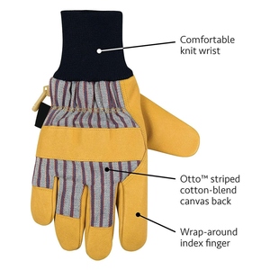 Gants de travail en cuir de vachette grainé haute performance, résistants à l'abrasion, doux et confortables, pour usage domestique et professionnel. - Product Image 3