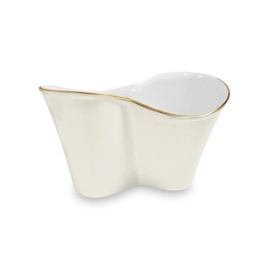 Luxury Sculptural <b>White</b> Ice <b>Bucket</b> For Tabletop Entertaining Wavy Organic Shape Double Bottle Wine Cooler <b>White</b> And Gold - Product Image 2
