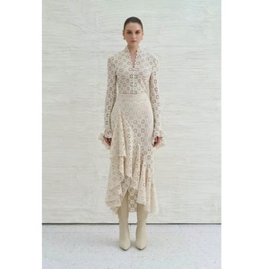 Jupes pour femmes tendance, élégantes, en tricot, avec dentelle LAR, jupes évasées en dentelle ivoire, vêtements pour femmes, jupes à volants, WhiteAnt - Product Image 1