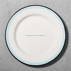 Livraison rapide, ensemble de 2 plats et assiettes en métal, fournitures pour événements de restauration, plat de service, assiettes en émail blanc personnalisées, logo client - Product Image 4