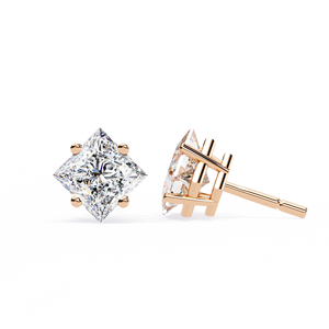 Boucles d'oreilles clous en argent sterling 925 avec moissanite taille princesse, 4 griffes, plaqué rhodium, fermeture à vis, pour cadeau de mariage - Product Image 3