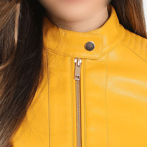 เสื้อแจ็คเก็ตบอมเบอร์หนังแท้สำหรับผู้หญิง สีพื้น สำหรับฤดูใบไม้ร่วงและฤดูหนาว มีโลโก้ ซิปด้านหน้า กันน้ำ เป็นมิตรกับสิ่งแวดล้อม คุณภาพพรีเมียม รับผลิตแบบ OEM ODM - Product Image 6