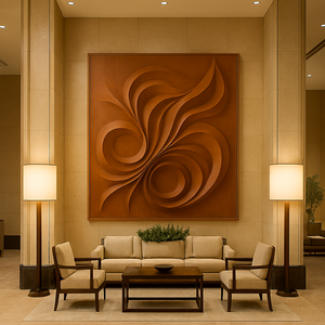 Sculpture Art Déco de Luxe Décoration Murale Meubles en Bois Organique Artisanaux pour Salon Cadeau de Pendaison de Crémaillère - Product Image 4