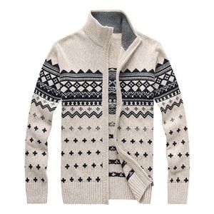 Winter <b>Men's</b> <b>Long</b> Sleeve Brand Knitted 100% Cotton Washed Print Nonwoven <b>Cardigan</b> Designer Sweatshirt - Product Image 1