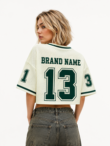 Stylish Customised Print Sublimated American Football Jersey Oversized Crop Top Boxy Fit Women <b>Athletic</b> Mesh Blank Manufacturer - Product Image 3