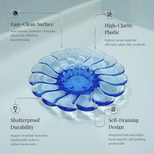 [Holar] Jabonera de Acrílico Premium con Forma de Pétalo de Girasol Azul Moderno, Hecha en Taiwán, para Baño - Product Image 3
