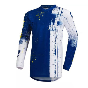 Ensemble de vêtements de motocross pour hommes en gros, maillot et pantalon MX, tenue de course tout-terrain à motif géométrique bleu, jaune, rose, logo USA, OEM - Product Image 5