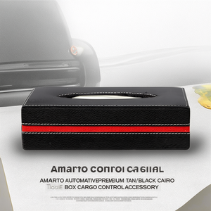 Boîte à mouchoirs de voiture Amato Automotive Premium Tan/Noir, accessoire de contrôle de la cargaison - Product Image 3