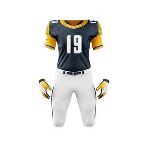 Uniforme de football américain personnalisé, vêtements d'entraînement professionnels par sublimation, ensemble respirant de maillot et de pantalon de football pour hommes - Product Image 1