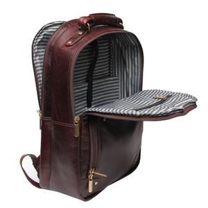 Mochila para Portátil de Cuero Genuino Marrón para Hombre con Cierre de Cremallera, Diseño Casual, Elegante, Duradero y de Alta Calidad - Product Image 1