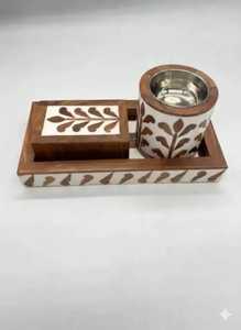 Brûleur d'encens en bois et verre avec insert métallique, design moderne, porte-encens aromatique, brûleur d'encens toutes saisons - Product Image 3