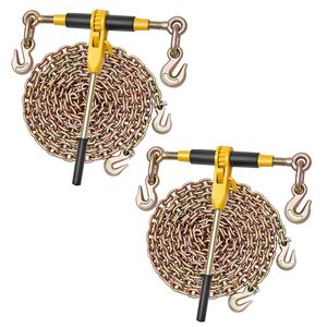 8000 Lbs Working Load Ratchet Tie Downs 5/16 X 12.8 ft G80 Chains Binder Set New <b>Model</b> '<b>D</b>' Tie <b>D</b>" - Product Image 1