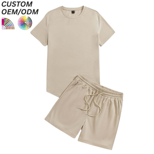 ชุดเสื้อยืดลำลองผ้าฝ้ายเนื้อแน่นสำหรับผู้ชาย สไตล์สตรีทแวร์ ชุดสองชิ้น ระบายอากาศได้ดี เหมาะสำหรับใส่ในชีวิตประจำวันช่วงฤดูร้อน รับผลิตแบบ OEM ODM พร้อมบริการสกรีนโลโก้ สำหรับขายส่ง - Product Image 1