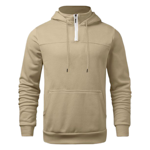 High Quality 100% Cotton Fleece Quarter Zip Hoodie Winter Embroidered Men's Oversized Hoodies - Product Image 2