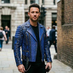 Men's Bomber Plaid Leather Motorcycle Jacket Breathable Summer Casual Hooded Zipper Closure for Boys - Product Image 4