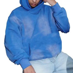 เสื้อฮู้ดดี้ผู้ชายทรงโอเวอร์ไซส์ สีซีดจาง สไตล์วินเทจ ผ้าฝ้าย 100% หนานุ่ม ซักแบบดิสเทรส สตรีทแวร์ ผลิตโดยโรงงาน OEM - Product Image 2