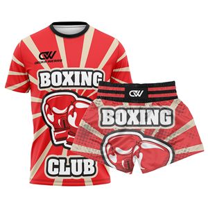 Rashguard de compresión sublimado con logo personalizado, MOQ bajo, manga corta, conjunto de boxeo MMA, ropa de artes marciales de fibra de poliéster de alta calidad - Product Image 1