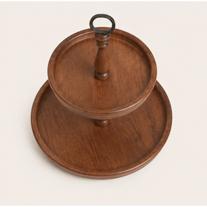Wholesale Rustic 2 Tier Wooden Cake Stand & Mango Wood Tiered Serving Tray for Wedding Dessert Display Cupcake <b>Tower</b> <b>Kitchen</b> Use - Product Image 3