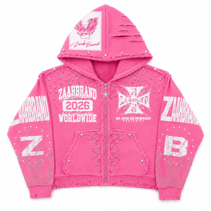Sweat à capuche zippé personnalisé avec strass, délavage vintage, coupe oversize, streetwear, en molleton de coton épais, motif graphique vieilli, imperméable, pour homme - Product Image 4