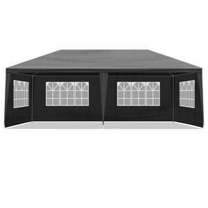 Carpa Plegable Negra de 20 pies con 6 Paredes Laterales Extraíbles, 2 Puertas y 4 Ventanas, Tela de PE Resistente, Gazebo para Exteriores - Product Image 6