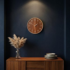 Large Wooden Wall <b>Clock</b> <b>Silent</b> Non Ticking Japandi Nordic Minimalist Rustic Modern Decor for Living Room Bedroom Office - Product Image 4