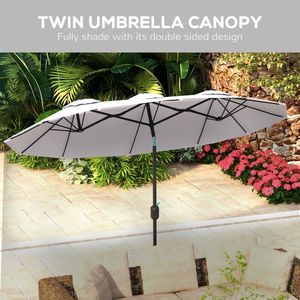 Grande Ombrellone da Esterno 24 cm (9.5'') a Doppia Faccia con Manovella Inclinabile a Pulsante, 3 Prese d'Aria e 12 Stecche per Patio - Product Image 2