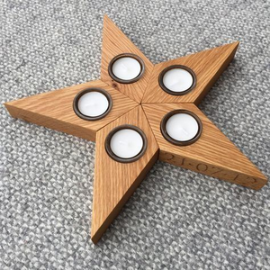 Support à bougies rustique en bois pour décorations de Noël, support à bougies pilier en bois fait main, bougies chauffe-plat - Product Image 6