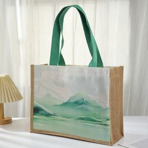 Custom Size Jute Shopping Tote <b>Bag</b> with Screen Printing Service - Product Image 6