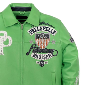 แจ็คเก็ตบอมเบอร์หนังแท้สำหรับผู้ชาย OEM สไตล์ไฮสตรีท พร้อมงานปักลายด้านหน้าแบบแอพพลิเค่ ดีไซน์ Avirex แบบกำหนดเอง - Product Image 5