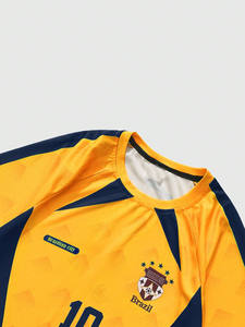 Maillot de football américain professionnel jaune marine en maille unie grande taille, sublimation frontale, chemise de match athlétique 100 % polyester - Product Image 4