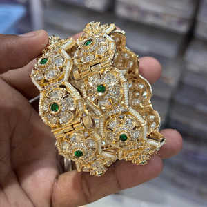 Openable <b>Bangles</b> <b>Set</b> Gold Plated Polki Kundan Stone Fashion Jewelry - Product Image 1