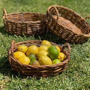 Plateau de service en rotin rond abordable haut de gamme Se pour les cadeaux de fête, la table à manger et les accessoires de cuisine - Product Image 6