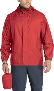 Men's Hooded Waterproof Lightweight Outdoor Rain <b>Jacket</b> Regular Fit Solid Color Polyester Spring Hiking <b>Jacket</b> - Product Image 2