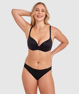 Sujetador sin aros de copa completa para mujer, negro liso, espalda cruzada, push-up, tirantes ajustables, cierre trasero, tejido de Spandex/Nylon, ecológico - Product Image 3
