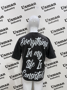Camiseta Personalizada con Logotipo Estampado en Serigrafía Frontal, Cuello Redondo, Lavado Ácido, Hombros Caídos, Poliéster/Algodón, Corte Ajustado, Transpirable, para Hombre - Product Image 2