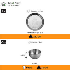 Ganesh Stainless Steel Pooja Thali Set Elegant <b>Dinnerware</b> Sets - Product Image 3