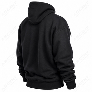 Sweat à capuche ample en coton épais avec poche kangourou et cordon de serrage, avec patch appliqué personnalisé, vente en gros - Product Image 3