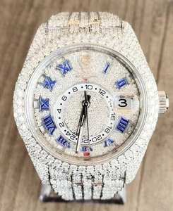 Reloj BOJ R.O.L.E.X.036 con Números Romanos, Moissanita Completa, de Lujo, Cuarzo Analógico, Acero, 41MM, 3BAR Resistente al Agua, Estilo Hip Hop para Hombre - Product Image 1