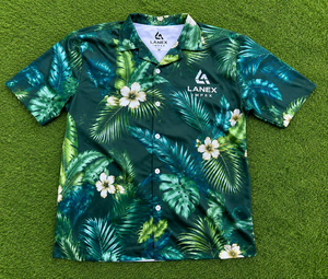 เสื้อเชิ้ตชายสไตล์ทรอปิคอล คอปกตั้ง ติดกระดุม ผลิตจากโพลีเอสเตอร์คุณภาพสูง พิมพ์ลายใบไม้ เหมาะสำหรับใส่ไปเที่ยวชายหาดหรือพักผ่อน รับผลิตแบบ OEM ODM - Product Image 6