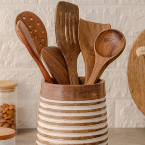 Elegante Cuchara de Madera Hecha a Mano, Ecológica, Duradera, Moderna, para Fiestas, Utensilio de Cocina Natural para Mezclar Arroz, Curry y Sopa - Product Image 1