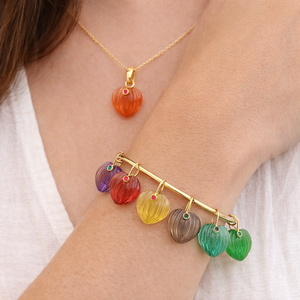 Colgantes de Corazón de Cuarzo Zafiro Tallado con Aro de Oro – Suministros de Joyería de Moda - Dijes de Piedra Doble - Product Image 3