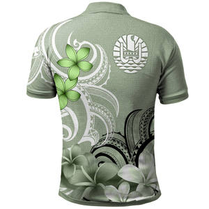 เสื้อโปโลผู้ชายลายดอกไม้โพลีนีเซียนสีเขียวจากตาฮิติ แขนสั้น ทรงปกติ สวมใส่สบาย ดีไซน์พิมพ์ลาย ระบายอากาศได้ดี ผลิตจากโพลีเอสเตอร์ 100% - Product Image 2