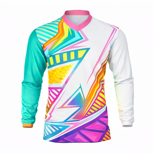 Camiseta de Motocross de Alta Visibilidad con Diseño Neón, Transpirable, de Secado Rápido, con Logotipo Personalizado, Suministro OEM, Protección UV, para Verano - Product Image 4